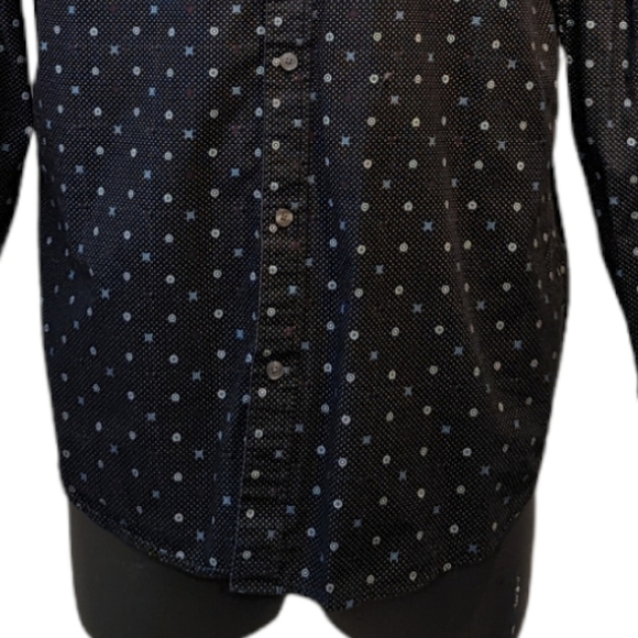 BEN Sherman navy blue pattern button down shirt large - Picture 3 of 8